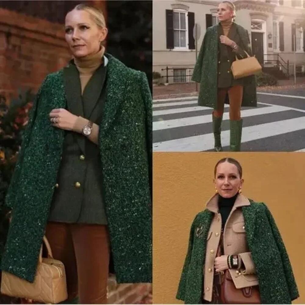 J. Crew Green Speckled Italian Tweed Wool Blend Daphne Topcoat Jacket Size 00